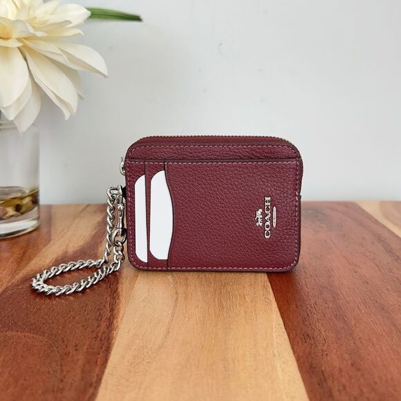 NWT Coach Leather Zip Card Case - Picture 1 of 6